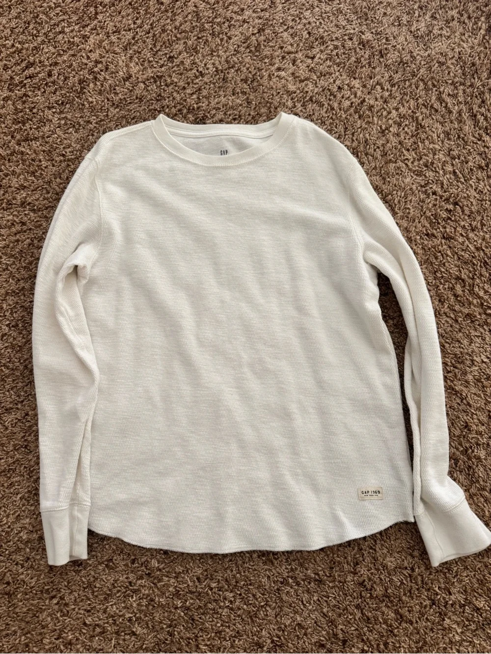 GAP Kids White Waffle Knit Long Sleeve Top